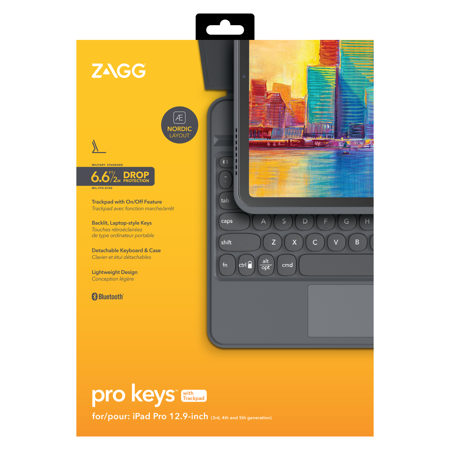 ZAGG ZAGG - Pro Keys Wireless Keyboard with Trackpad and Detachable Case for Apple iPad Pro 12.9 - Charcoal Black