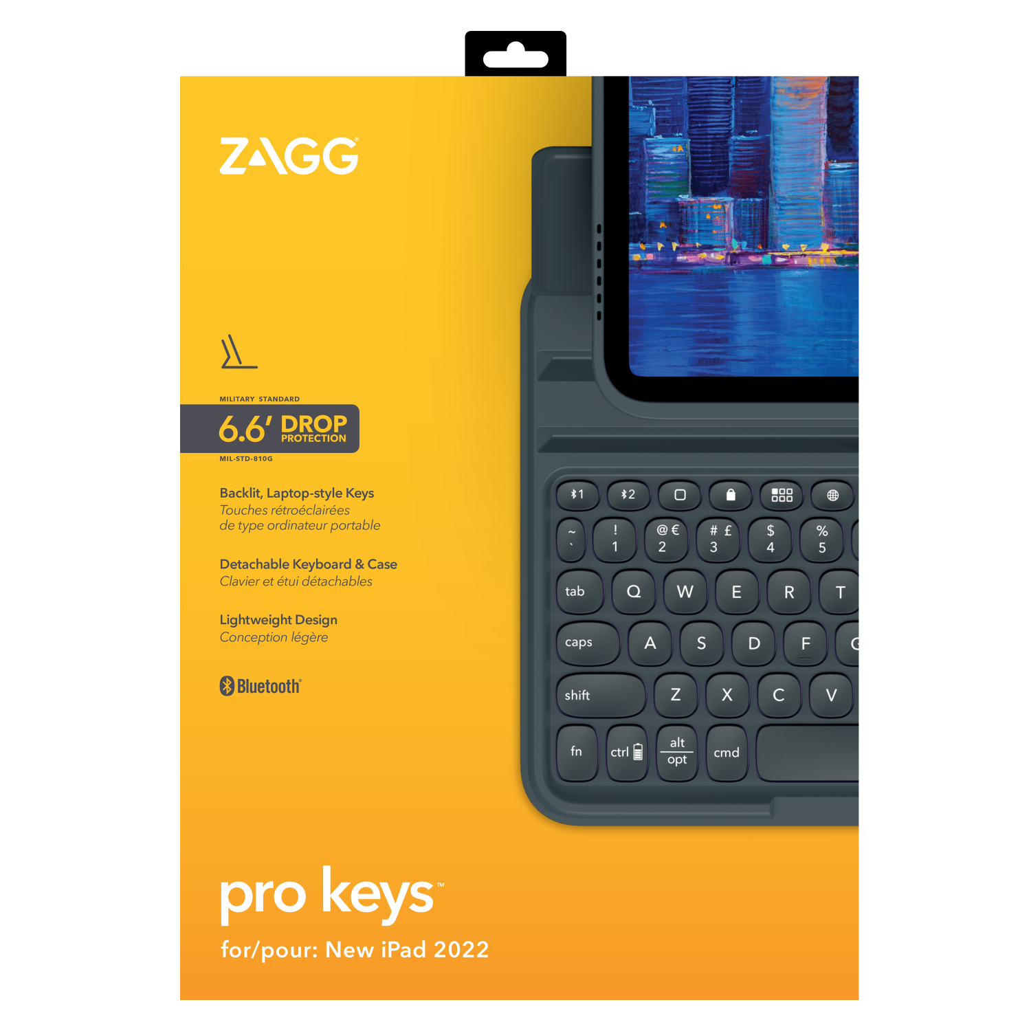 ZAGG ZAGG - Pro Keys Wireless Keyboard and Detachable Case for Apple iPad 10.9 (2022) - Black and Gray Black, Gray