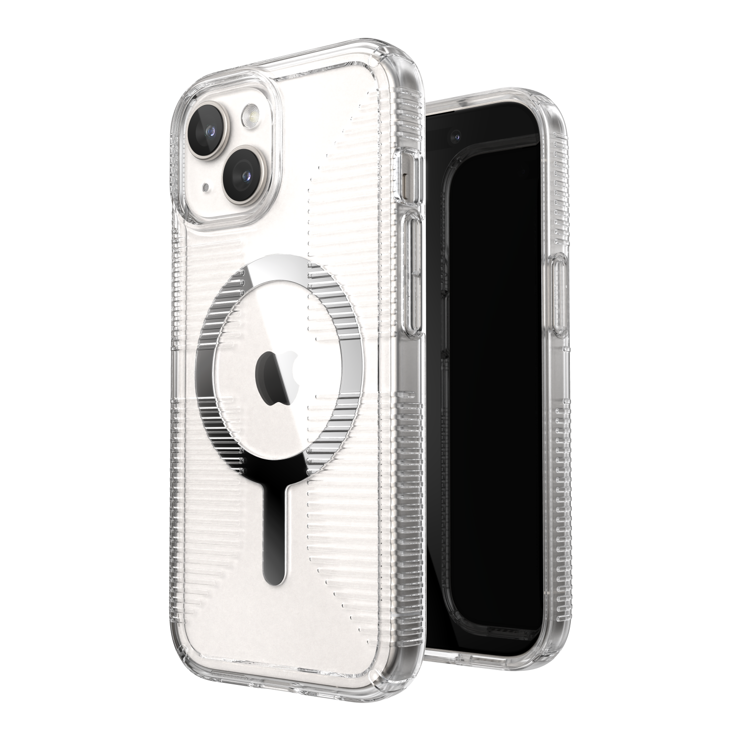 Speck Gemshell Grip MagSafe Case for Apple iPhone 15 / iPhone 14 / iPhone 13 Clear, Silver