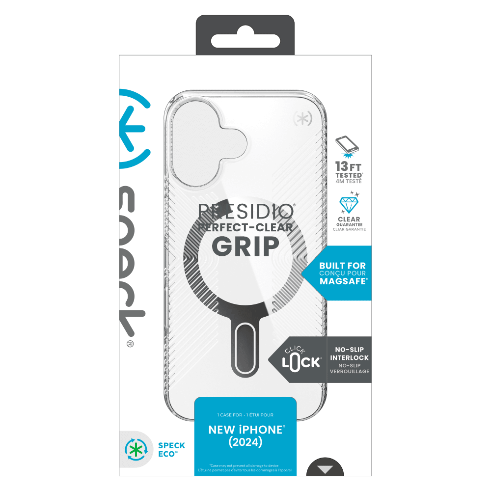 Speck Presidio Perfect Clear Grip Case with ClickLock for Apple IP16 Clear