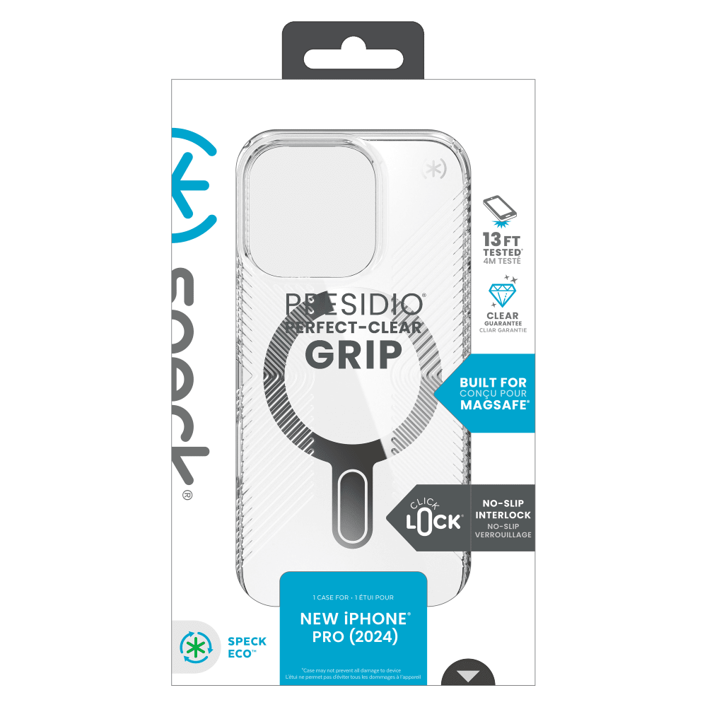 Speck Presidio Perfect Clear Grip Case with ClickLock for Apple IP16PRO Clear