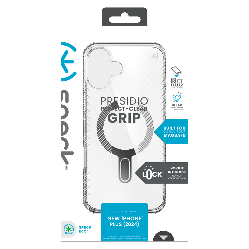 Speck Presidio Perfect Clear Grip Case with ClickLock for Apple IP16PLUS Clear