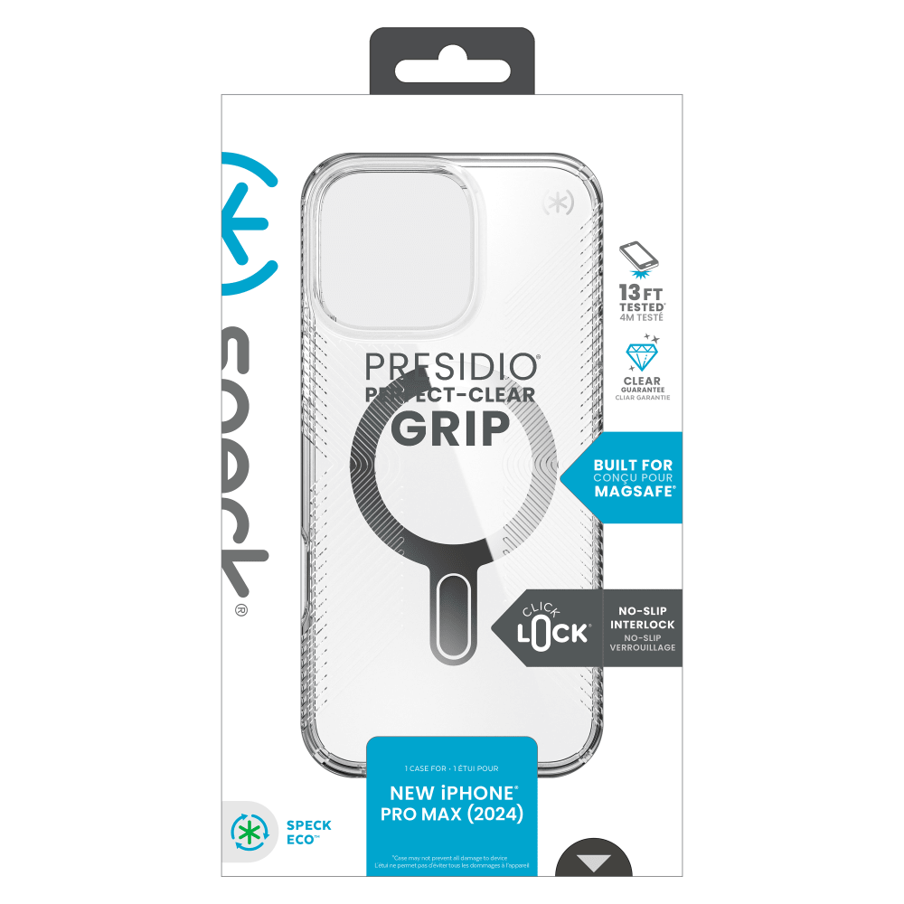 Speck Presidio Perfect Clear Grip Case with ClickLock for Apple IP16PROMAX Clear