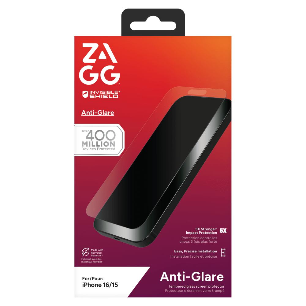 ZAGG ZAGG - Invisible Shield Glass Elite Anti-Glare Screen Protector for Apple iPhone 16  /  iPhone 15 - Clear Clear