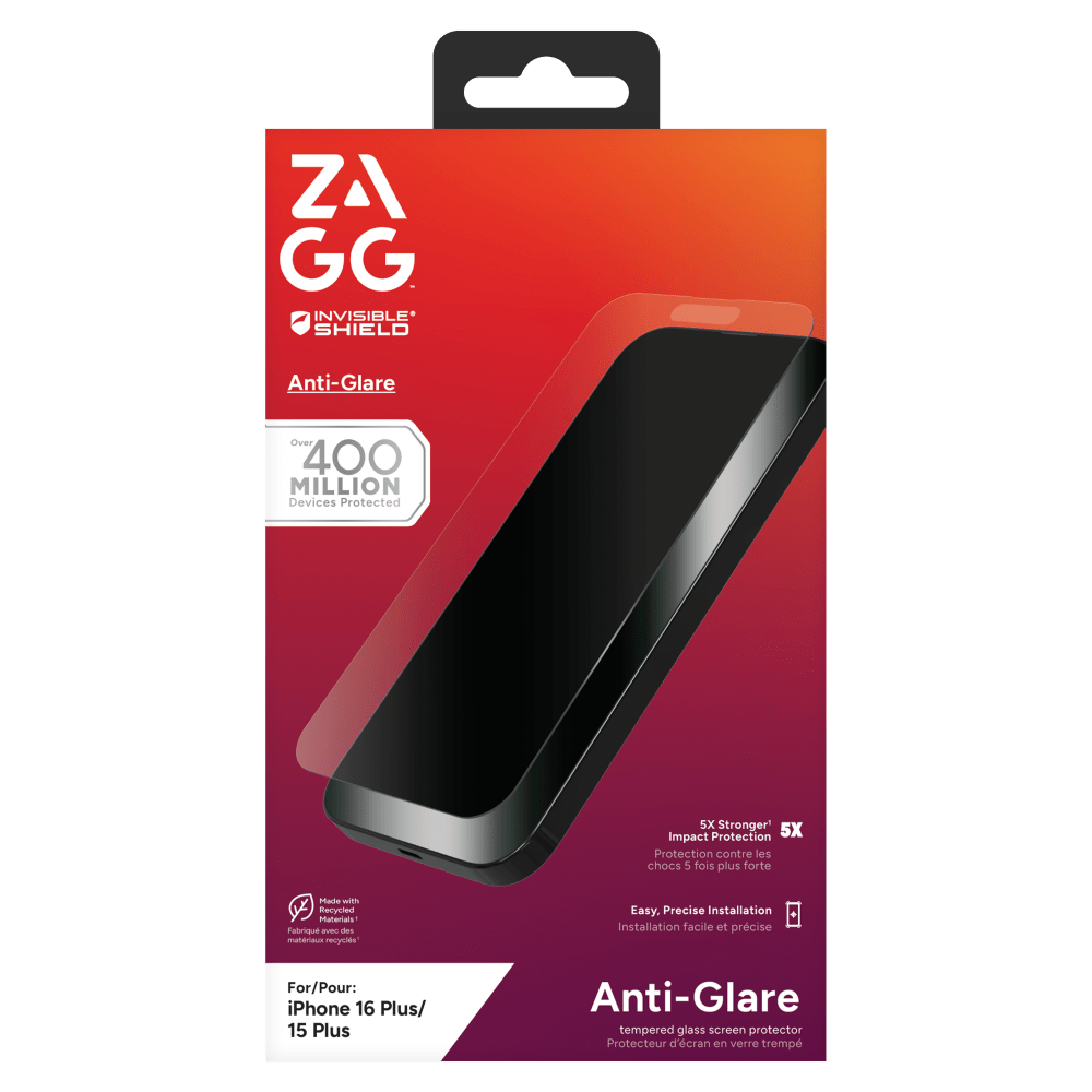 ZAGG ZAGG - Invisible Shield Glass Elite Anti-Glare Screen Protector for Apple iPhone 16 Plus  / iPhone 15 Plus - Clear Clear