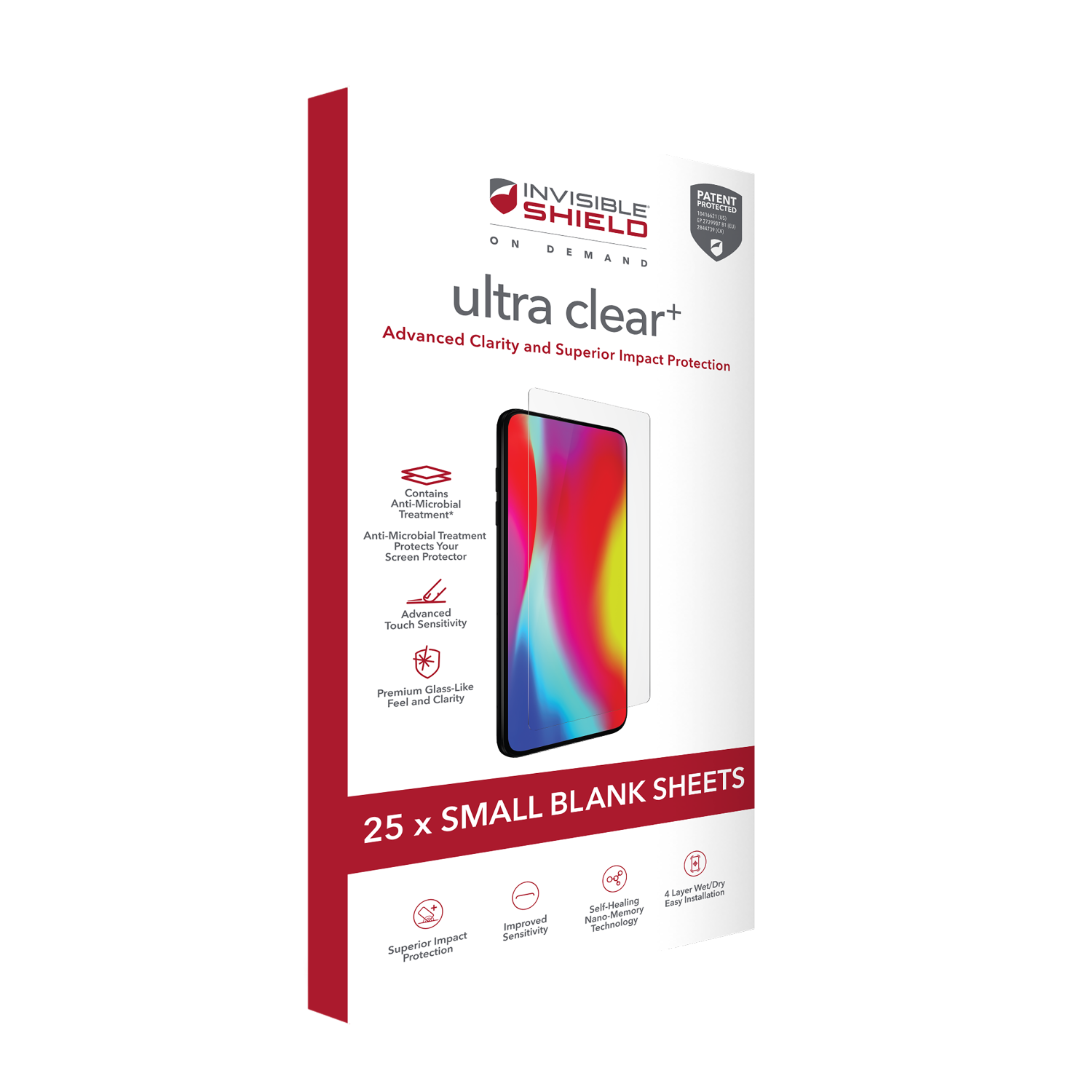 ZAGG ISOD Ultra Clear Plus 4 Layer Film Screen Protector 25 Pack for Small Screens Clear