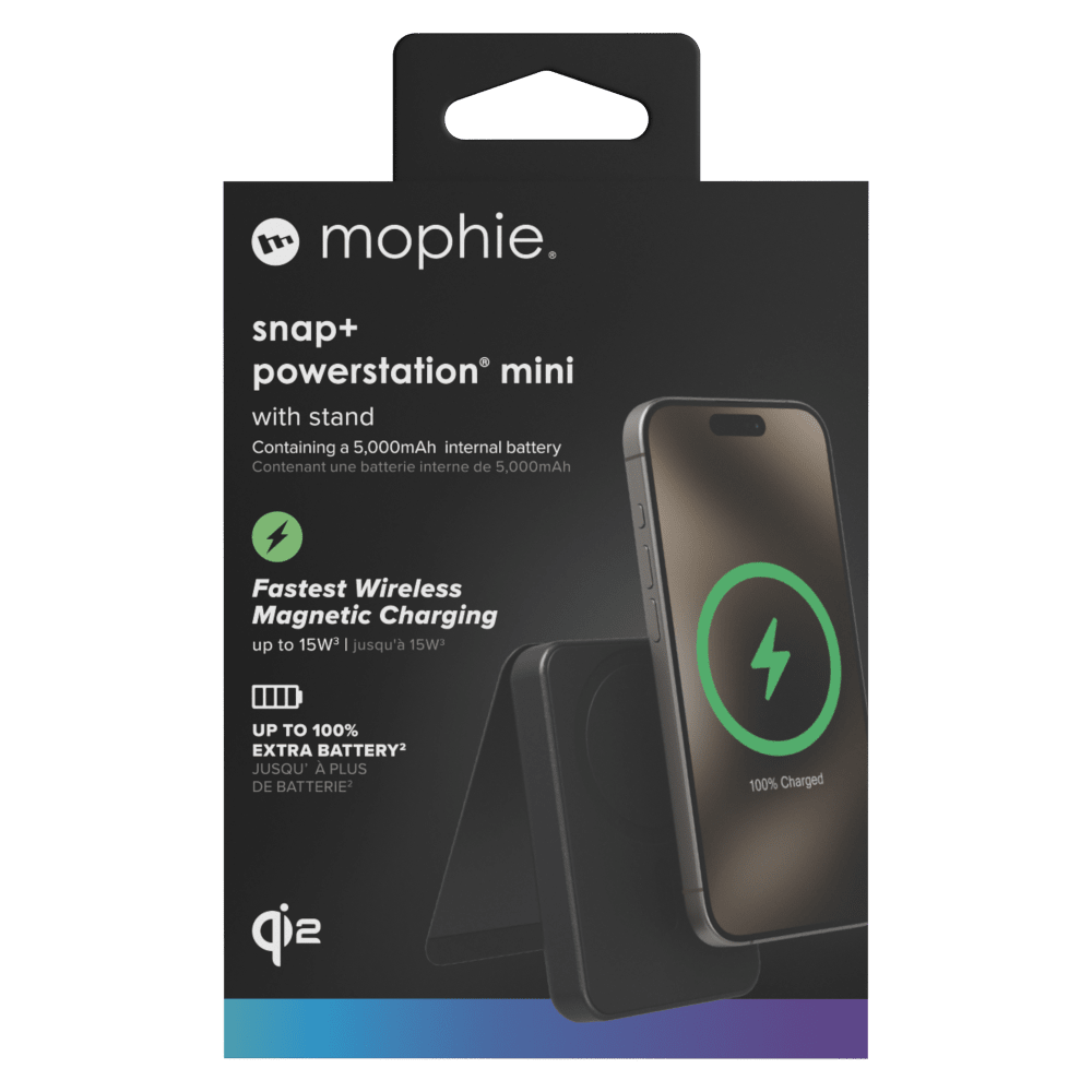 mophie mophie - Snap Plus Qi2 Universal Portable Battery with Stand 5,000 mAH - Black Black