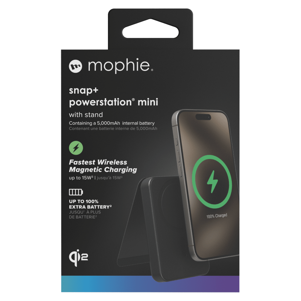 mophie mophie - Snap Plus Qi2 Universal Portable Battery with Stand 5,000 mAH - Black Black