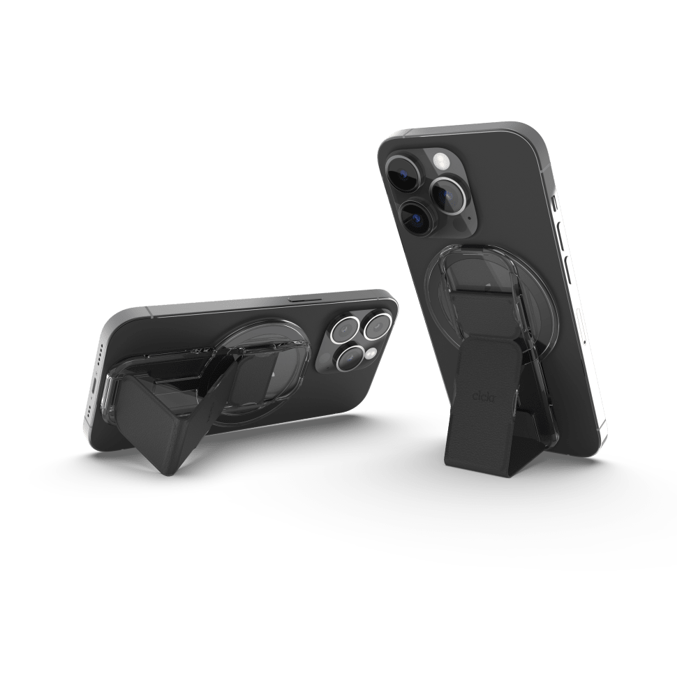 CLCKR Clear Compact Stand and Grip for Android Devices Black