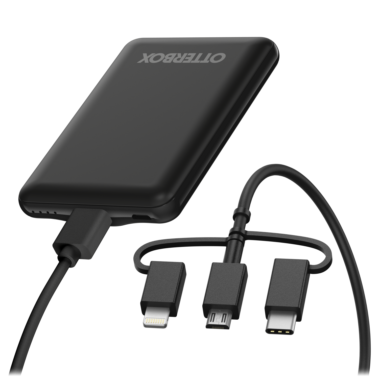 OtterBox Mobile Charging Kit Power Bank 5,000 mAh and 3 in 1 Cable 1m Black