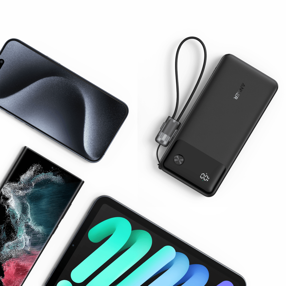 Anker Power Bank 10,000 mAH 22.5W with USB C to USB C Cable Black