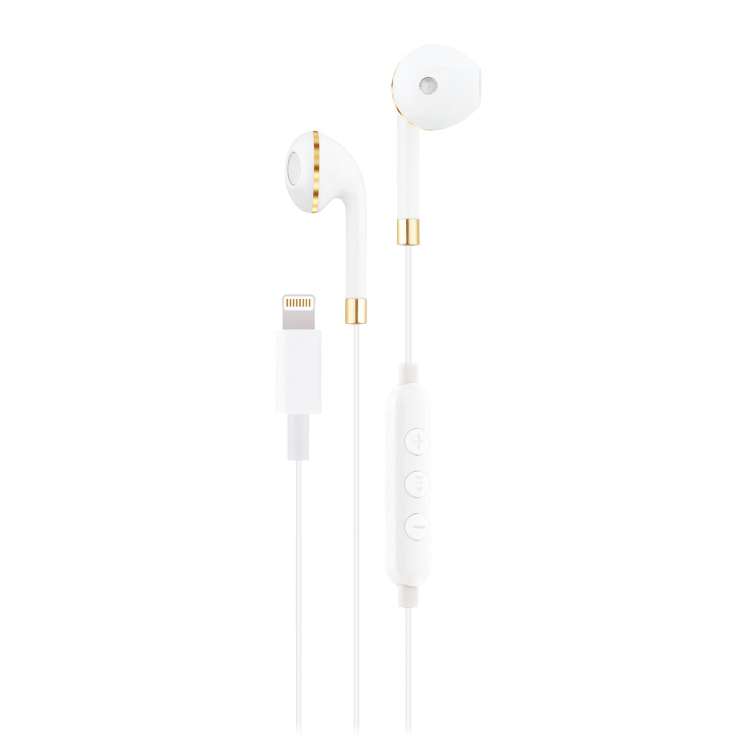 AMPD Wired Apple Lightning In Ear Headphones White