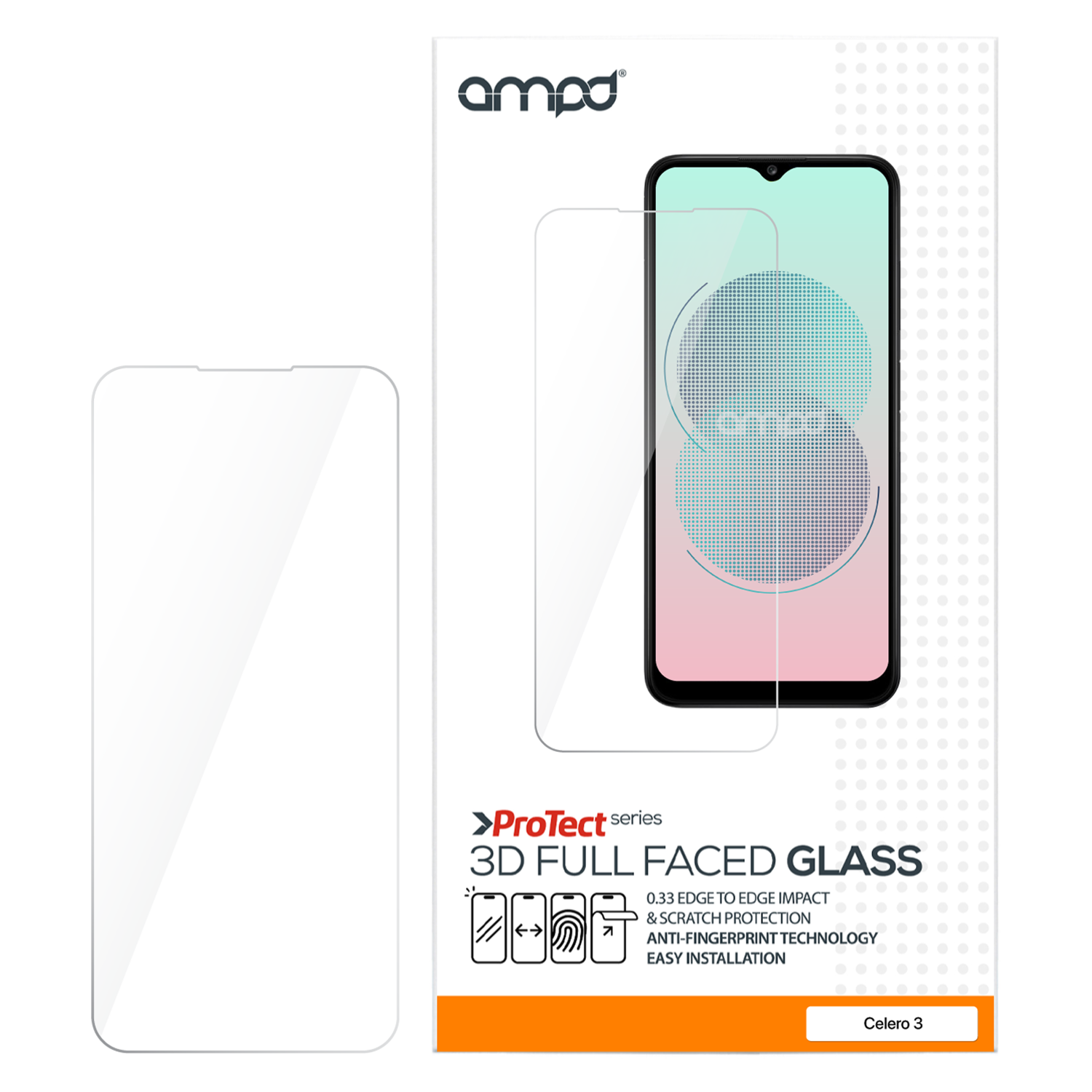 AMPD 0.33 Impact Tempered Glass Screen Protector for Celero5G SC Clear