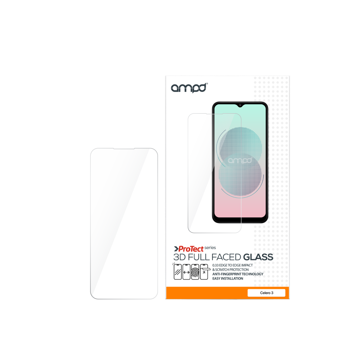 AMPD 0.33 Hardened Tempered Glass Screen Protector for Boost Celero 5G (Gen 3) Clear