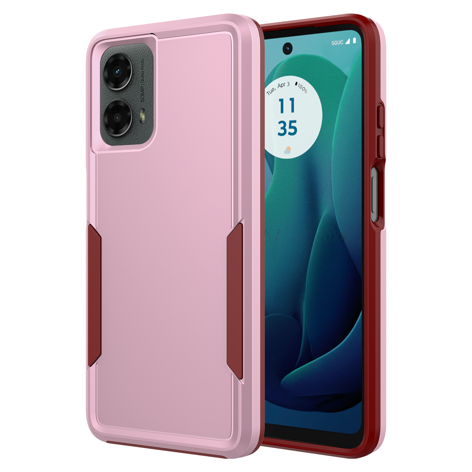 AMPD Dual Layer Military Drop Case for Motorola Moto G 5G (2024) Pink