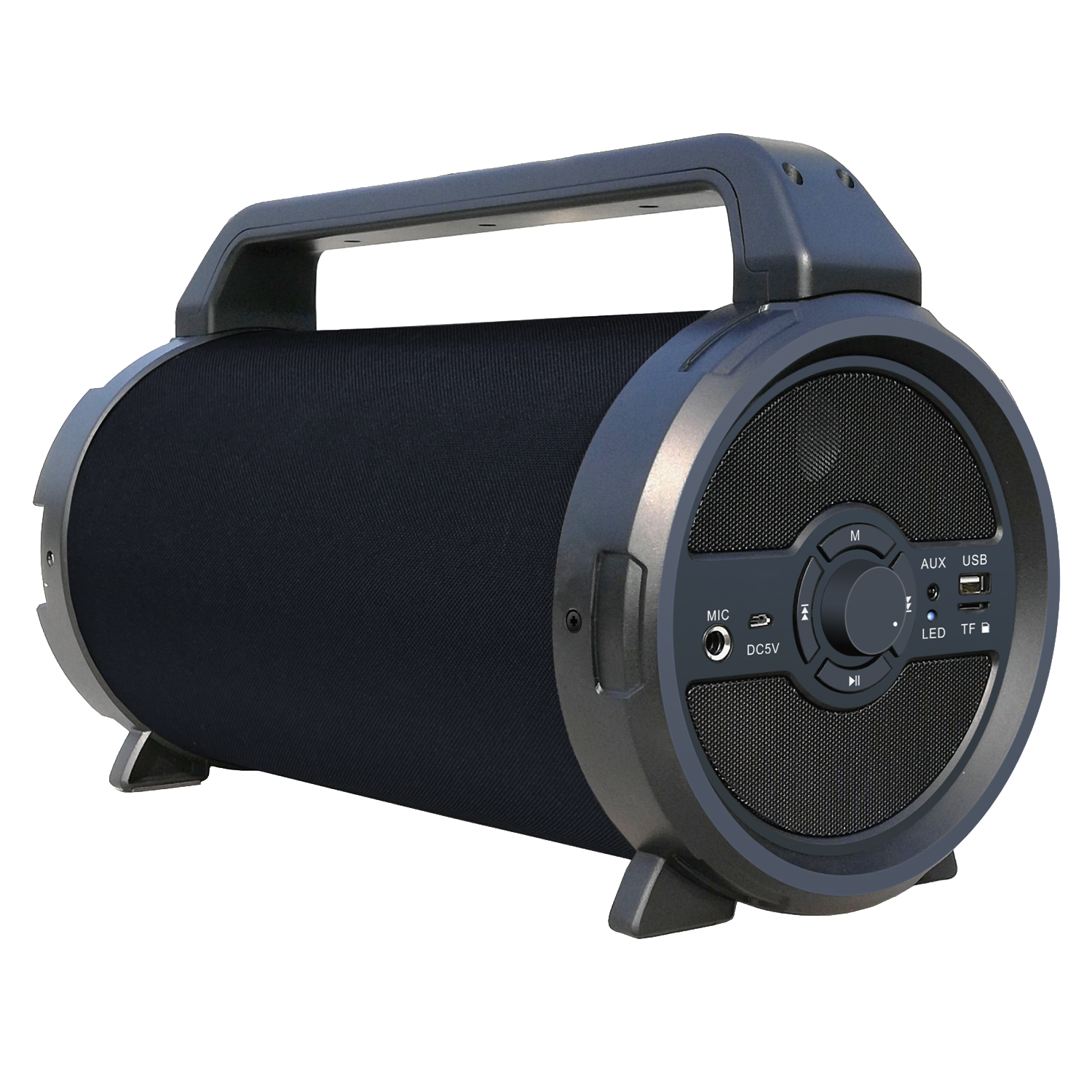 AMPD Bazooka Barrel Fabric Bluetooth Speaker with Microphone Black