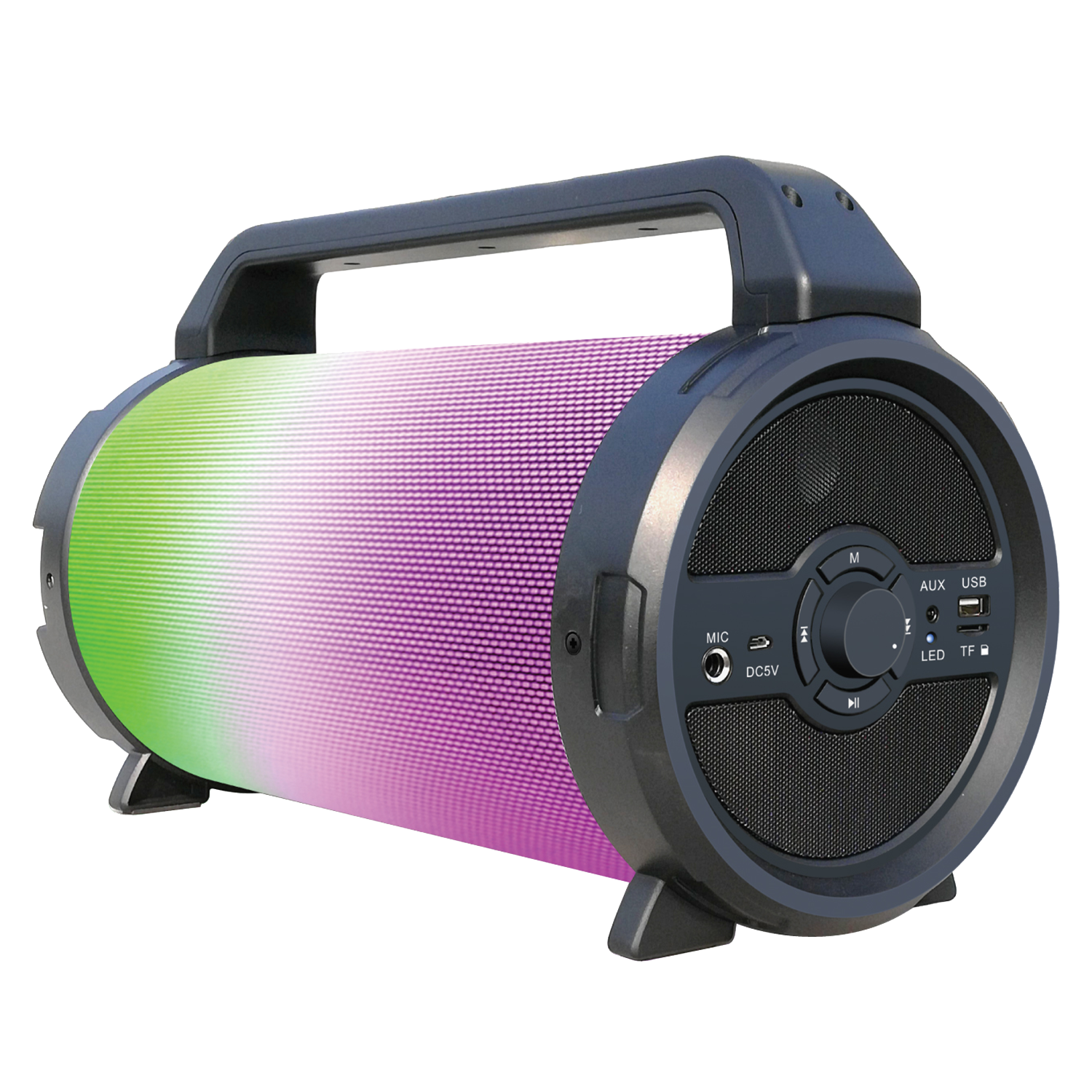 AMPD Bazooka Barrel LED Bluetooth Speaker with Microphone Black