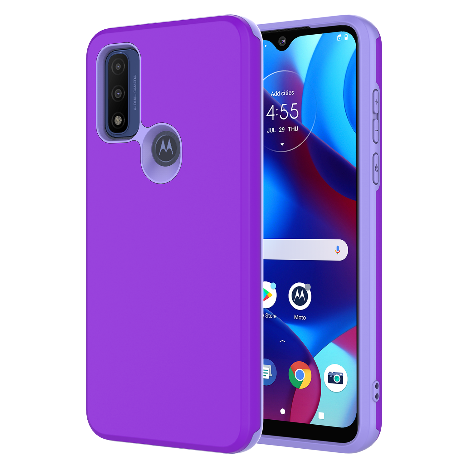 AMPD Classic Slim Dual Layer Case for Motorola Moto G Play (2023) Purple