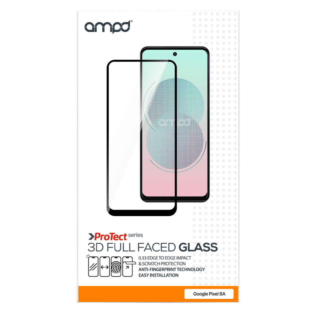 AMPD 3D Full Faced Tempered Glass for Google Pixel 8a Clear