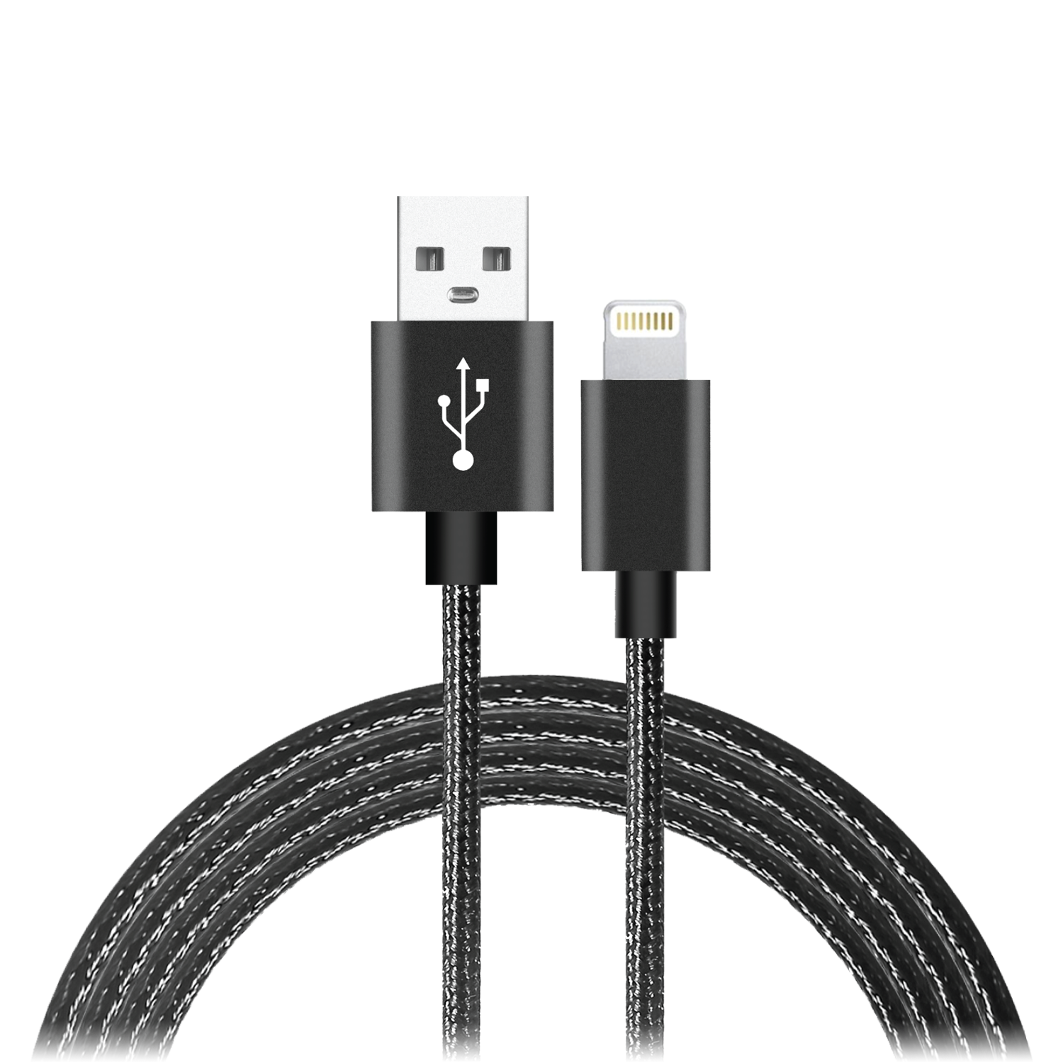 AMPD Volt Plus USB A to Apple Lightning Braided Cable 6ft Black