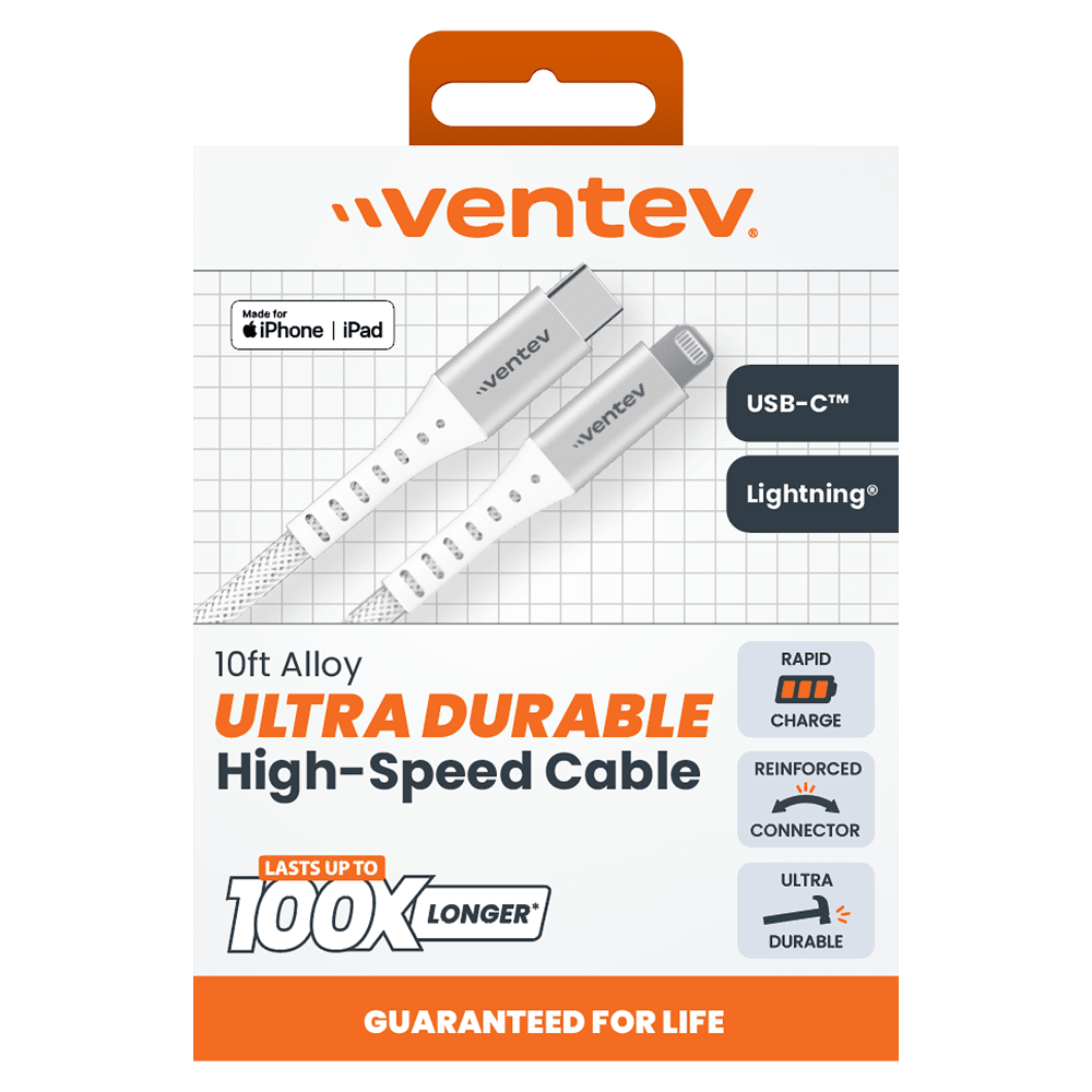 Ventev Chargesync Alloy USB C to Apple Lightning 10ft