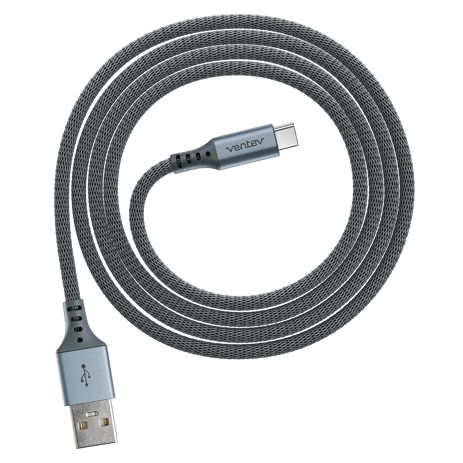 Ventev Alloy USB A to USB C High Speed Ultradurable Cable Gray