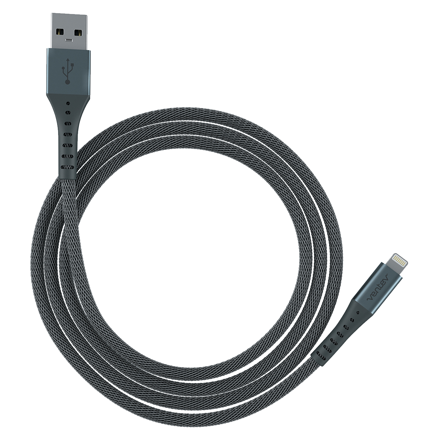 Ventev chargesync alloy USB A to Apple Lightning Cable 10ft Gray