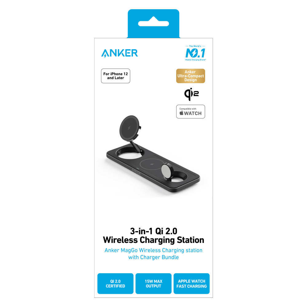 Anker Qi2 15W 4 in 1 MagGo Wireless Charging Station with 65W Charger Black