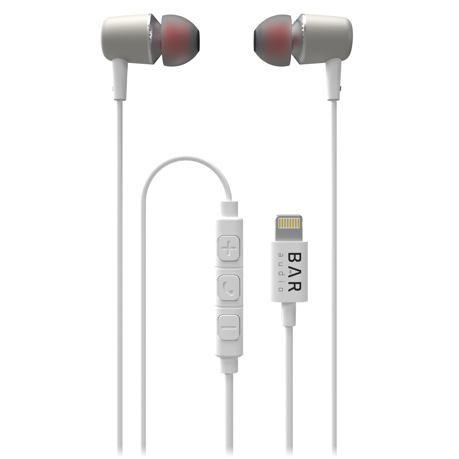 Bar Audio Apple Lightning In Ear Wired Headphones White