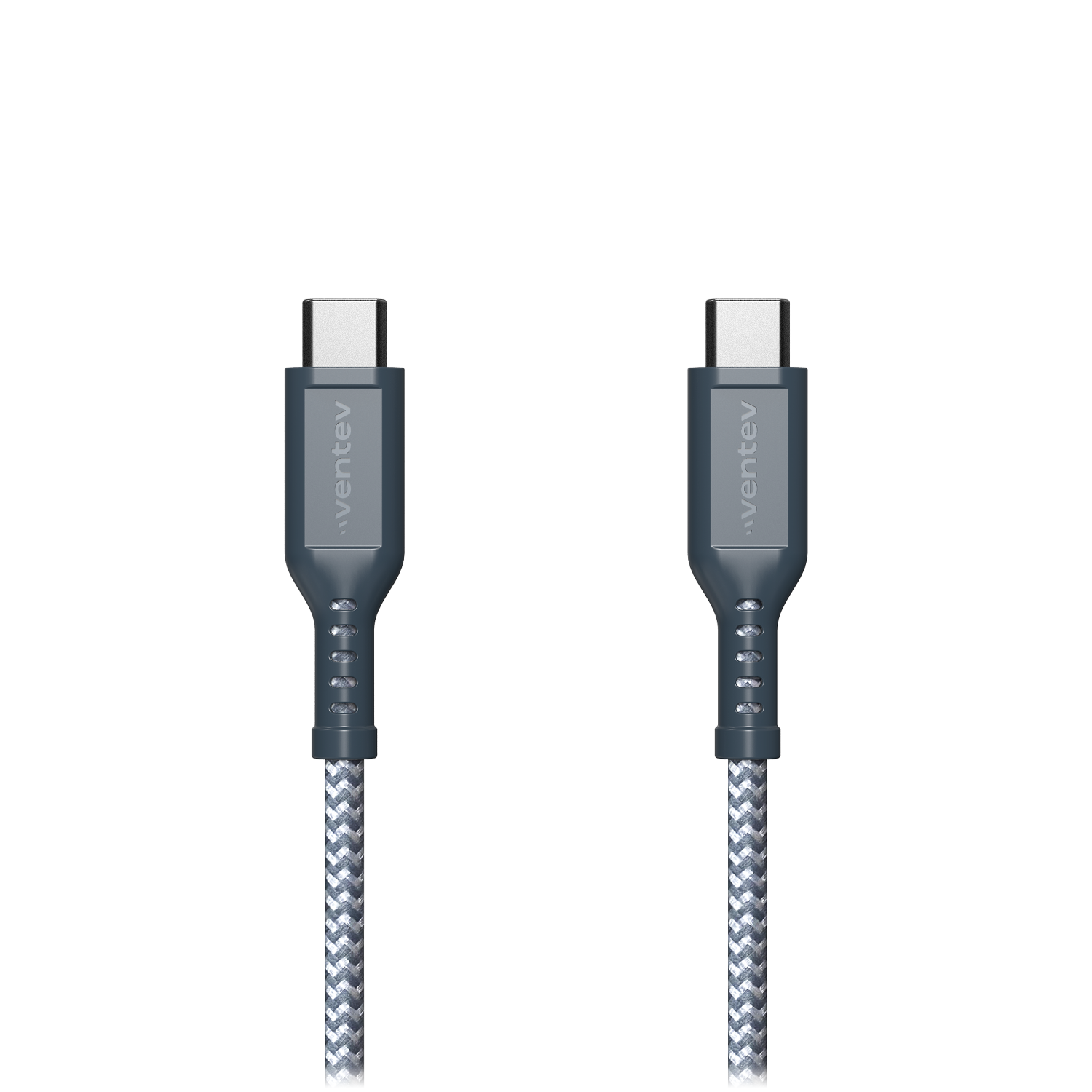 Ventev High Speed USB C to USB C Braided Cable with 2x the Copper for Faster Charging 6ft Gray