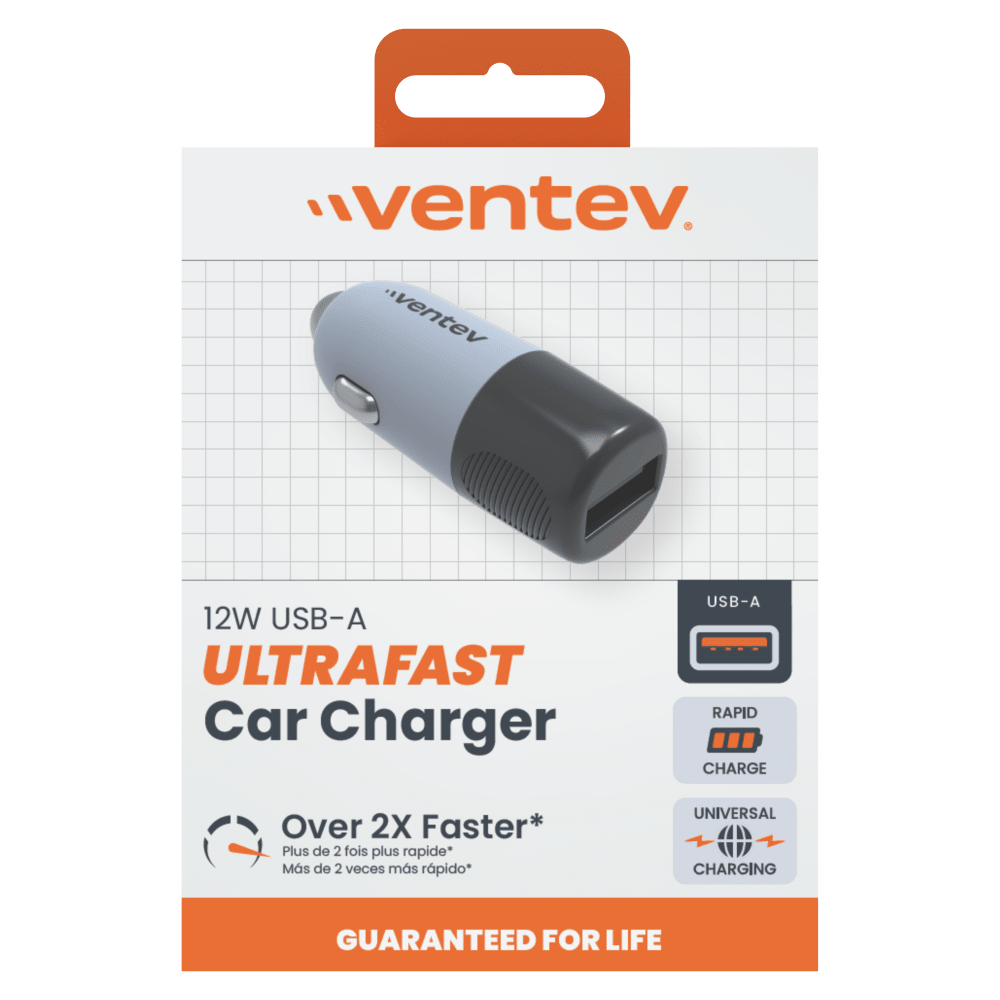 Ventev 12W USB-A Car Charger Gray