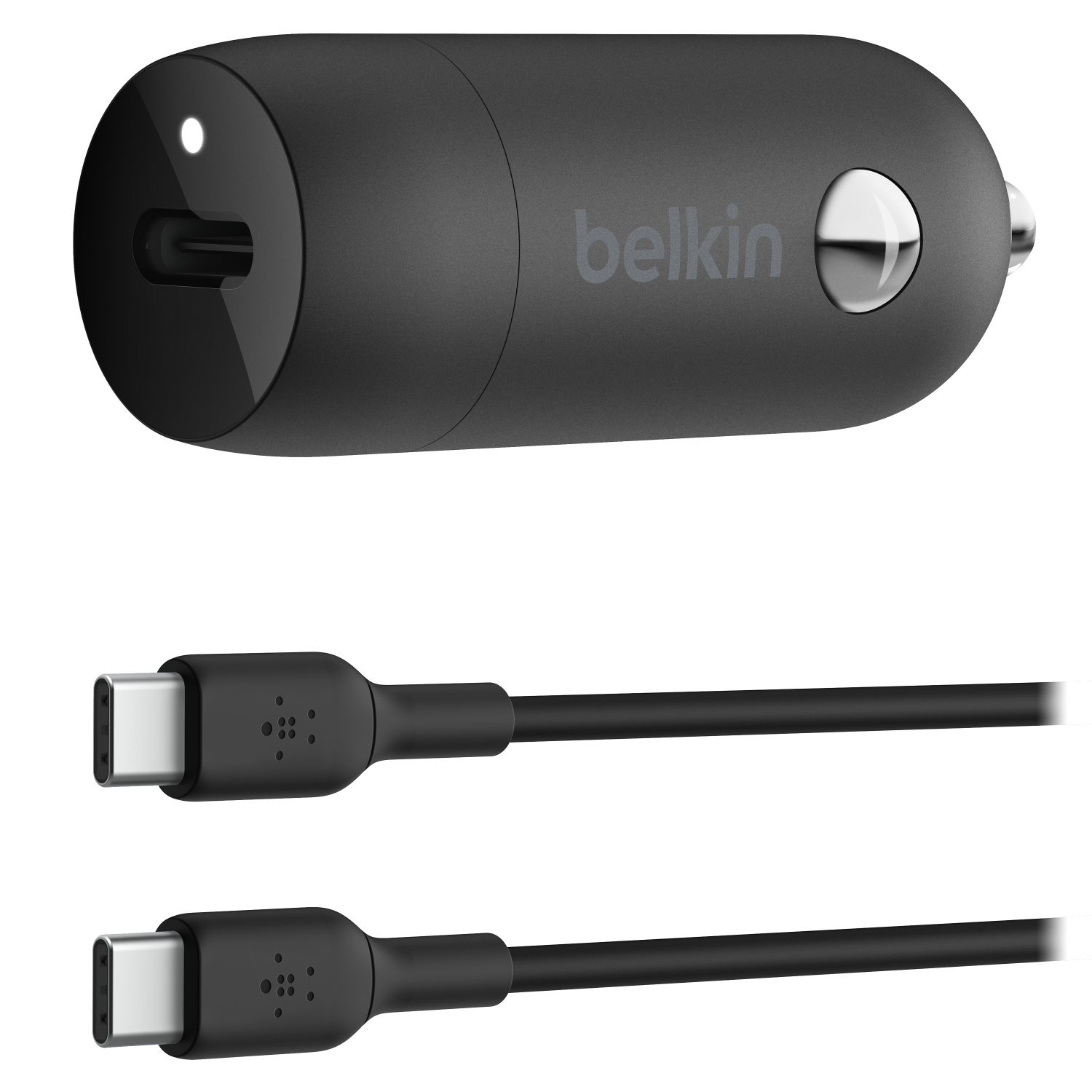 Belkin 30W PD Car Charger with PPS and USB C to USB C Cable 1m Black