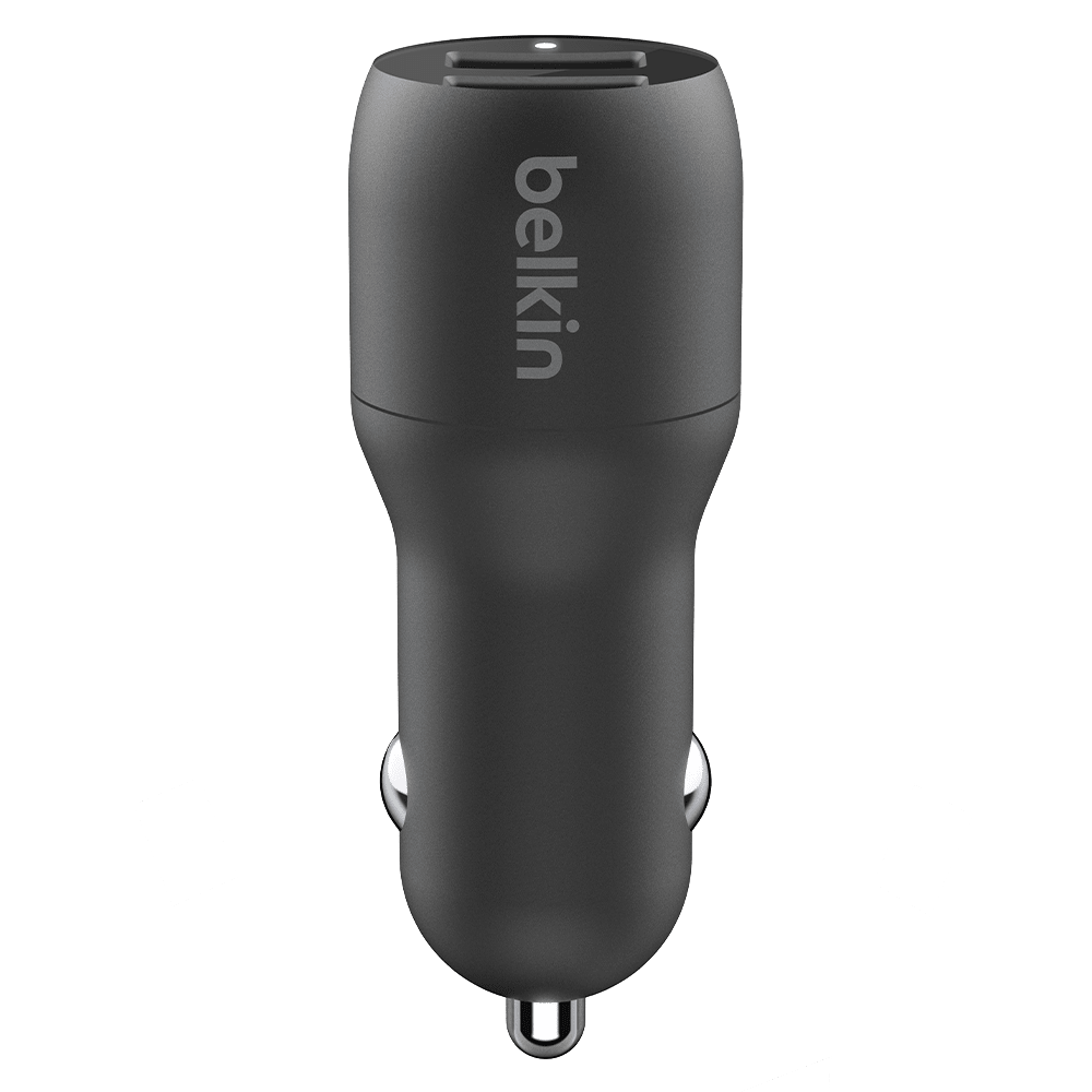 Belkin Dual Port USB A Car Charger 24W with USB A to USB C Cable 3ft Black