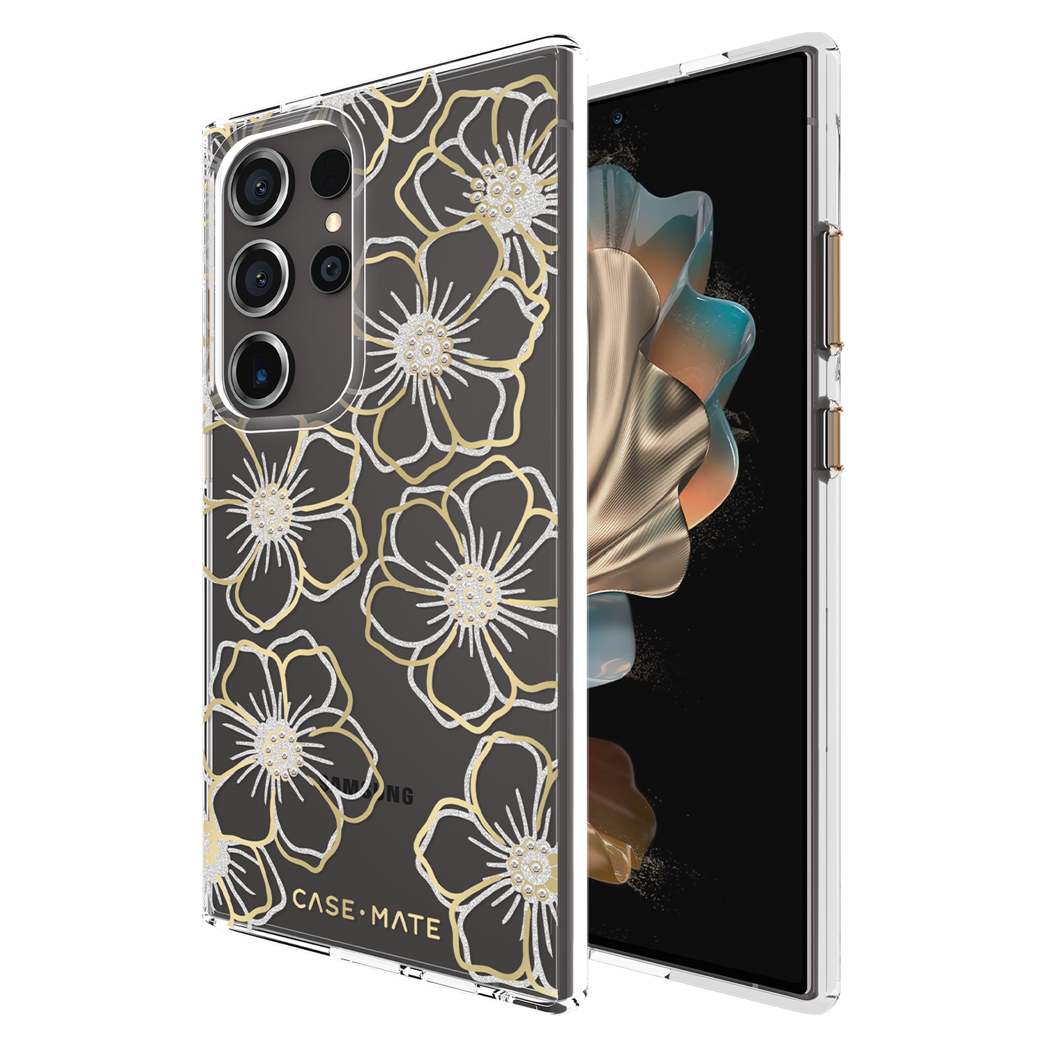 Case-Mate Floral Gems Case for Samsung Galaxy S24 Ultra Gold