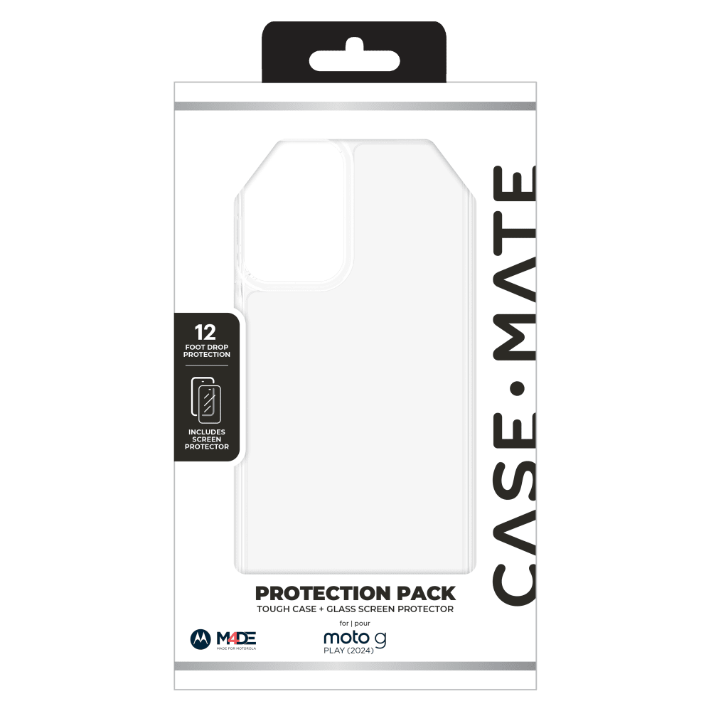 Case-Mate Protection Pack Tough Case and Glass Screen Protector for Motorola Moto G Play (2024)