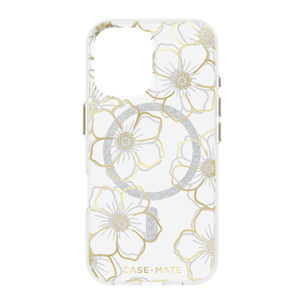 Case-Mate Floral Gems MagSafe Case for Apple IP16 Gold