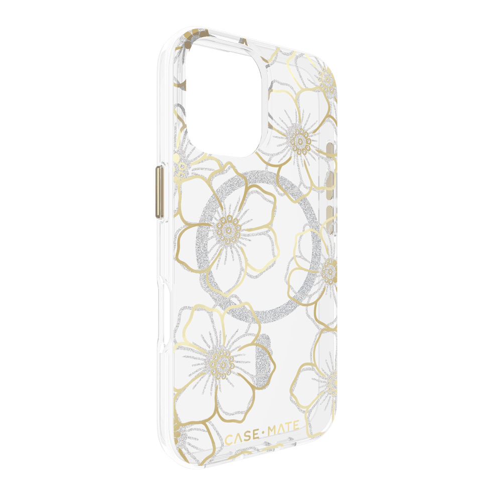 Case-Mate Floral Gems MagSafe Case for Apple IP16 Gold