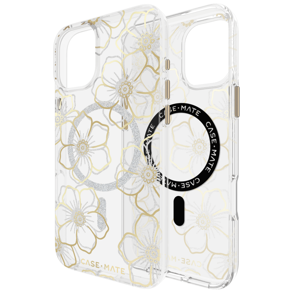 Case-Mate Floral Gems MagSafe Case for Apple IP16PLUS Gold