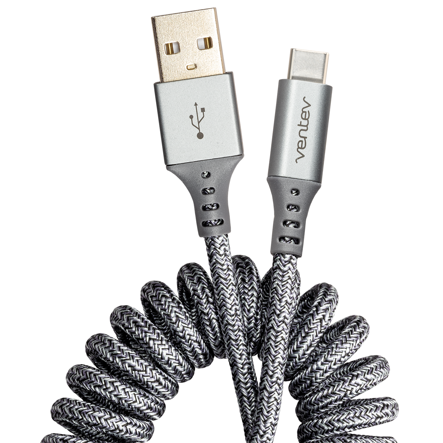 Ventev Helix USB A to USB C High Speed Travel Cable Gray