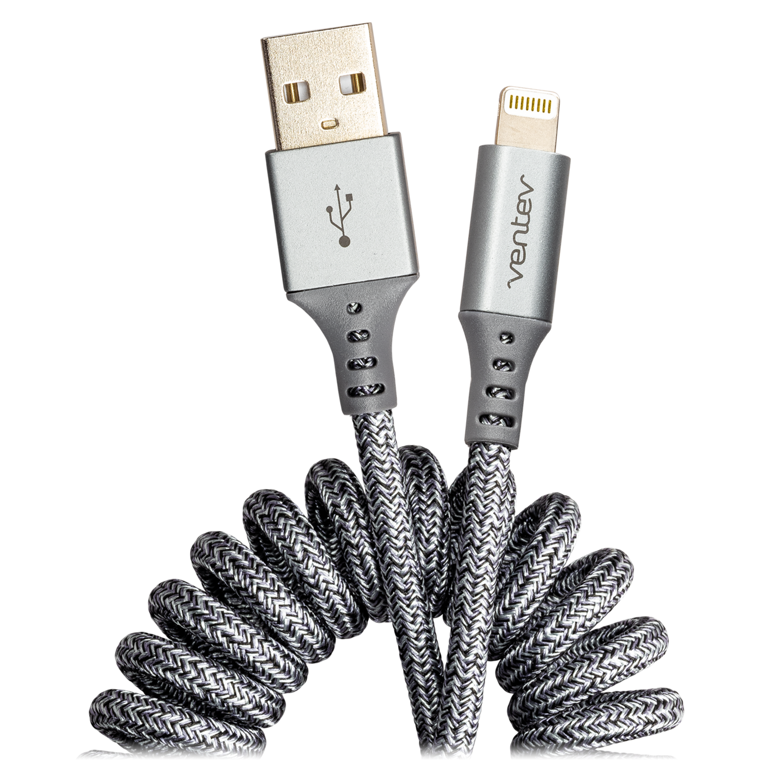 Ventev Helix USB A to Apple Lightning High Speed Travel Cable Gray