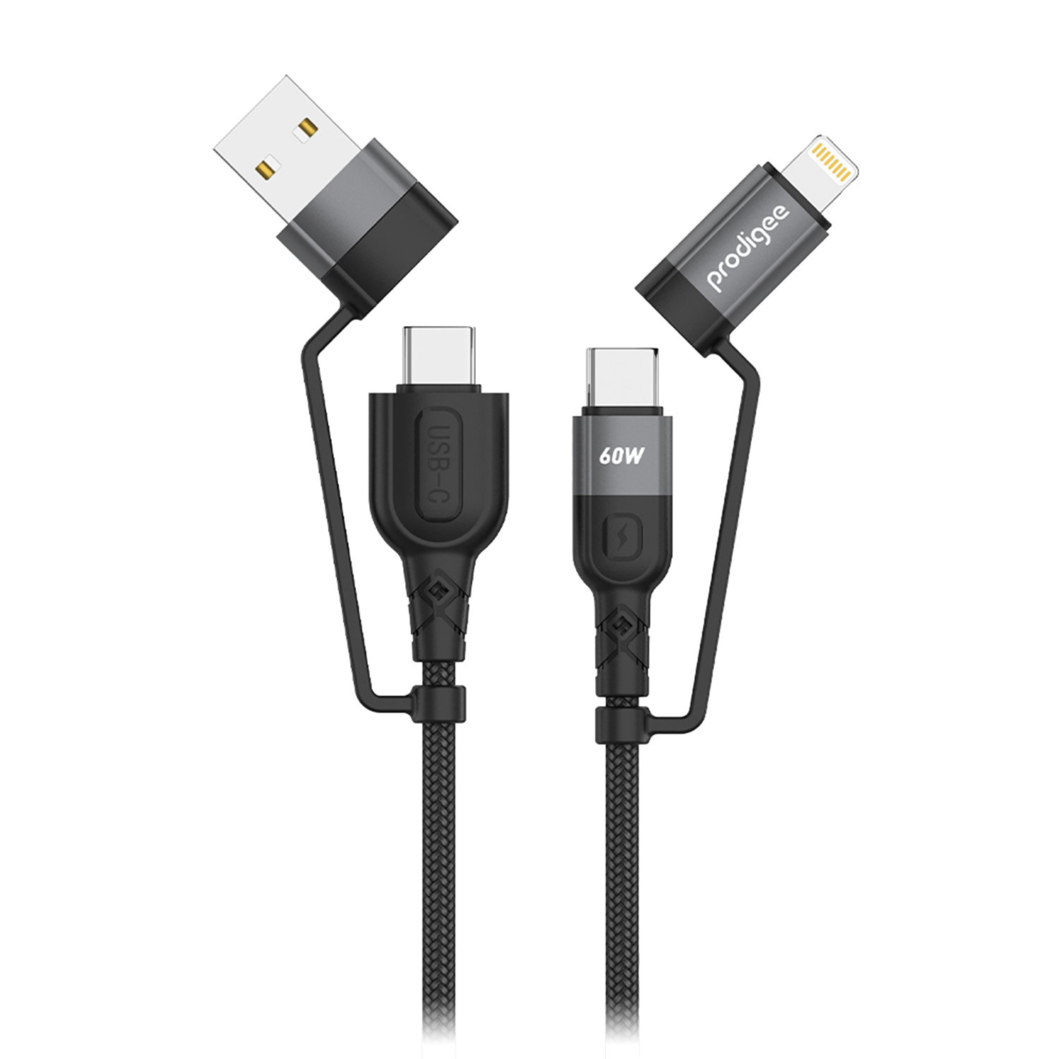 prodigee Energee 4 in 1 Charging Cable 6ft Black