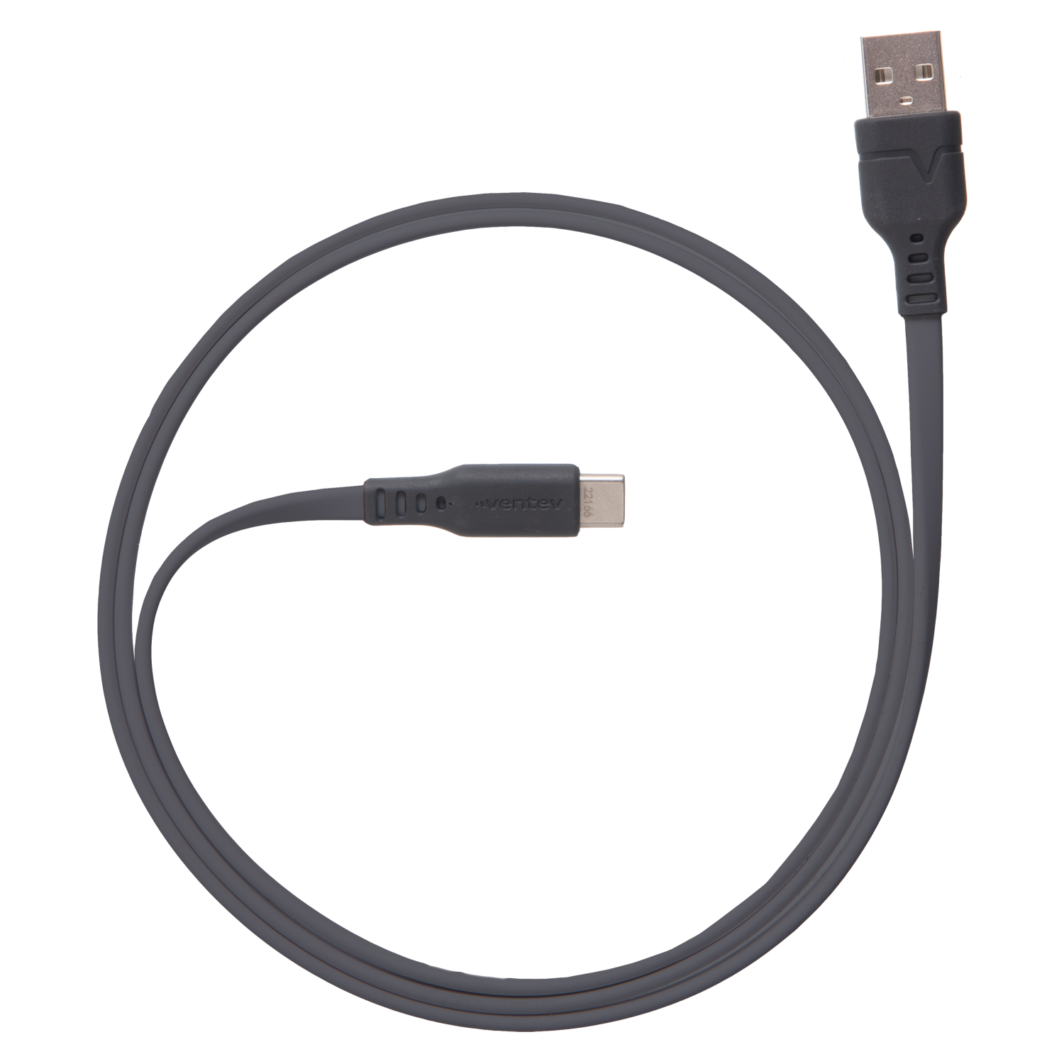 Ventev Chargesync Flat USB A to USB C Cable 3.3ft Gray