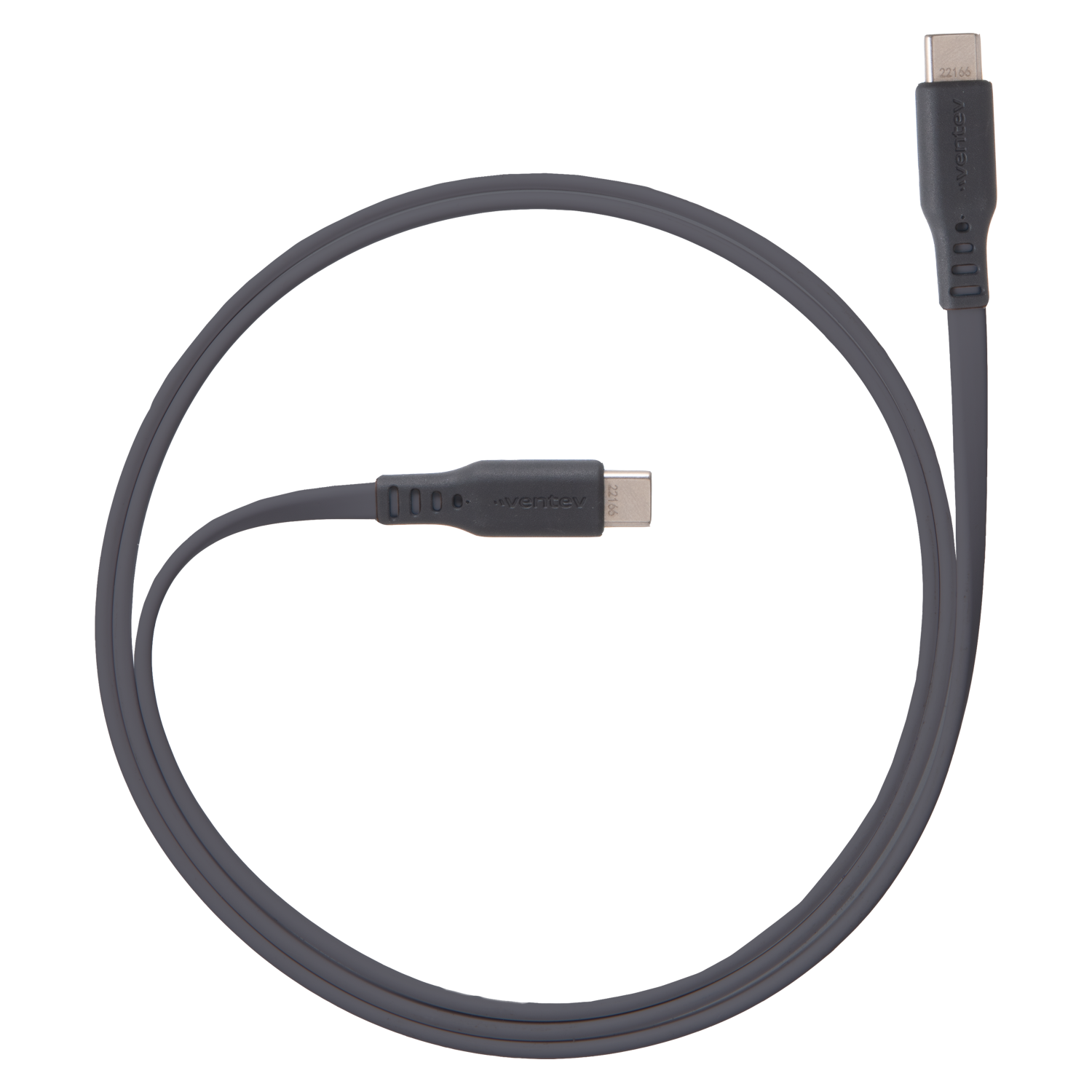 Ventev Chargesync Flat USB C to USB C Cable 3.3ft Gray