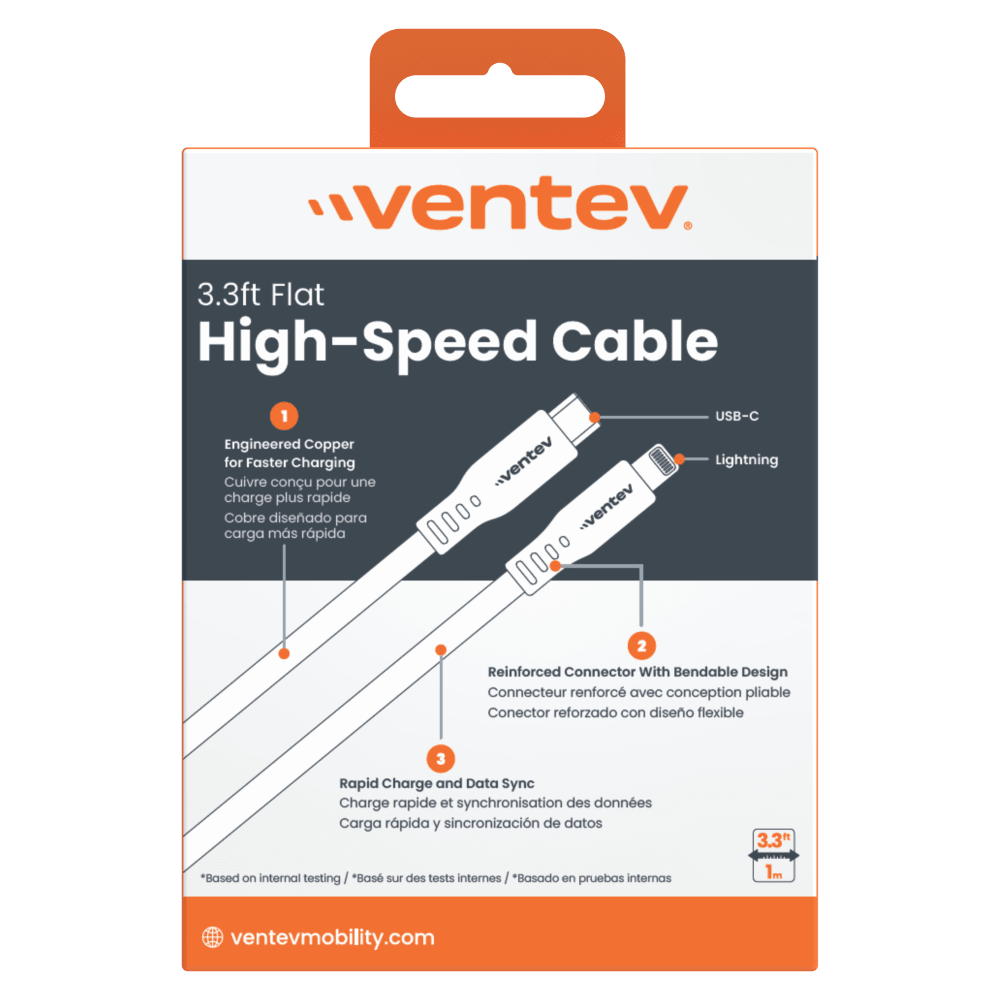 Ventev Chargesync Flat USB C to Apple Lightning 3.3ft