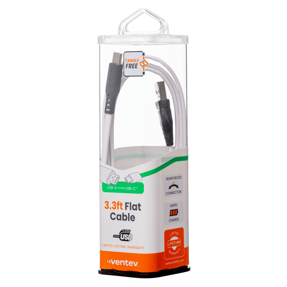 Ventev Chargesync Flat USB A to USB C Cable 3.3ft