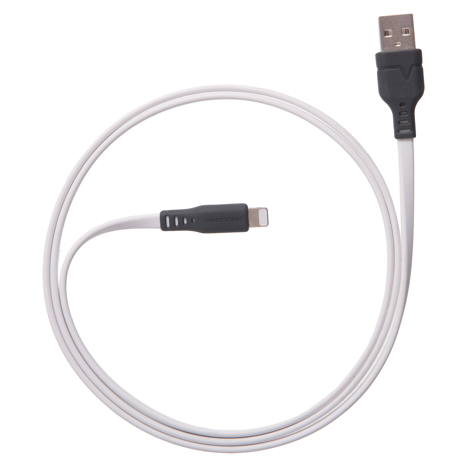 Ventev Chargesync Flat USB A to Apple Lightning Cable 3ft White