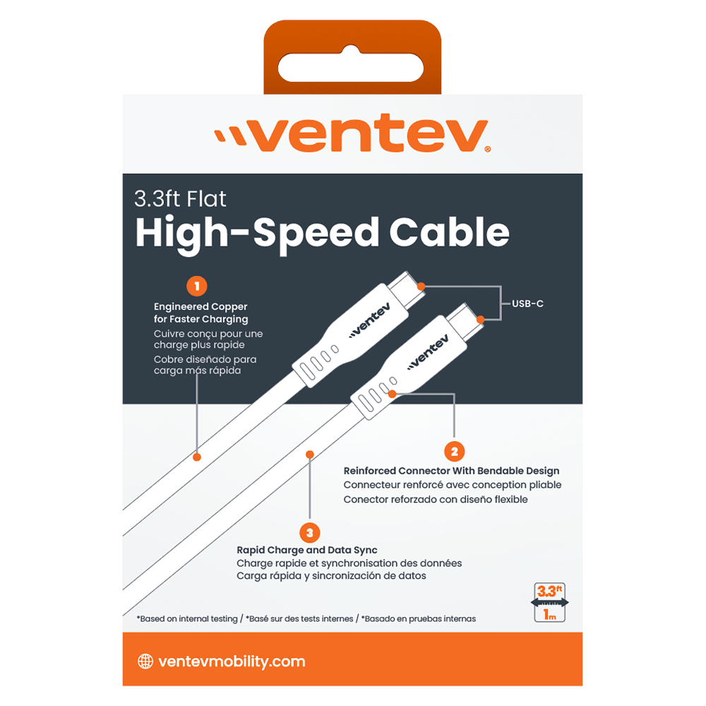 Ventev Chargesync Flat USB C to USB C 3.3ft