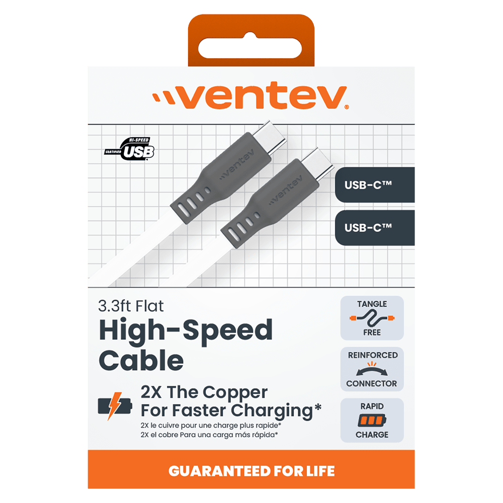 Ventev Chargesync Flat USB C to USB C 3.3ft