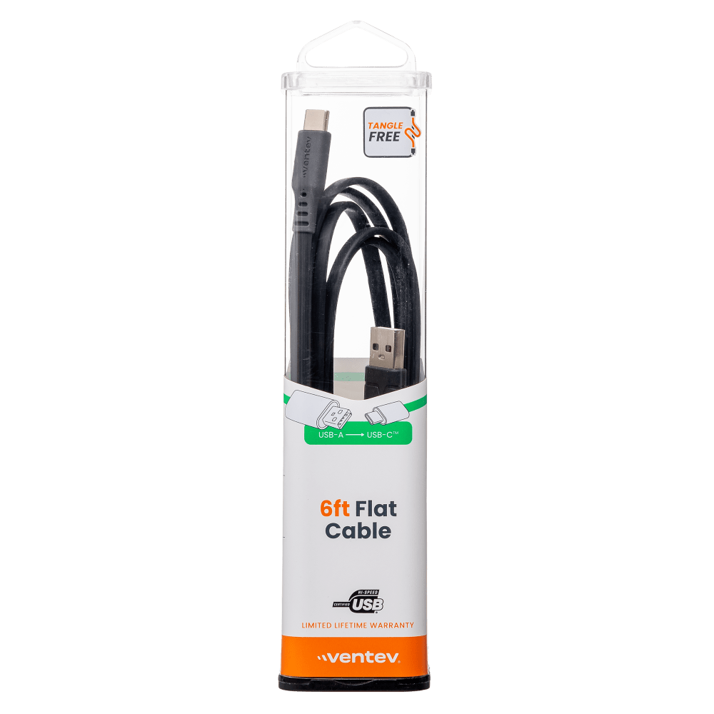 Ventev Chargesync Flat USB A to USB C Cable 6ft