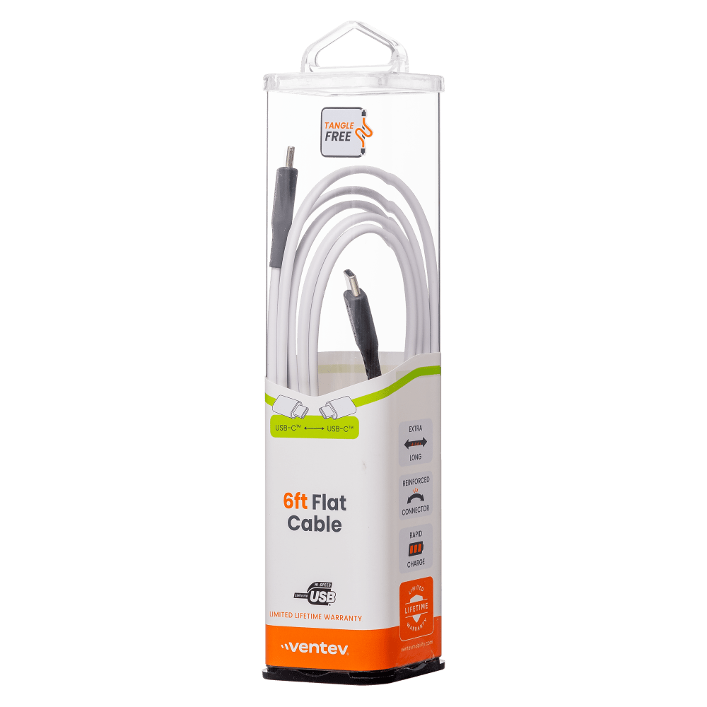 Ventev Chargesync Flat USB C to USB C Cable 6ft